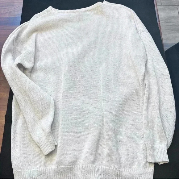 Vintage Gitano Women’s Knit White Sweater Oversized with Floral Embroidery L - Picture 7 of 10